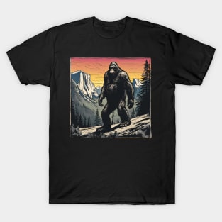 Coolest Bigfoot Believer Wanderlust in the Retro Japanese Mountains T-Shirt